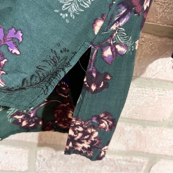 Free People Heartbeat Green Floral Print Shift Mini Tunic Dress Size XS - Picture 9 of 10